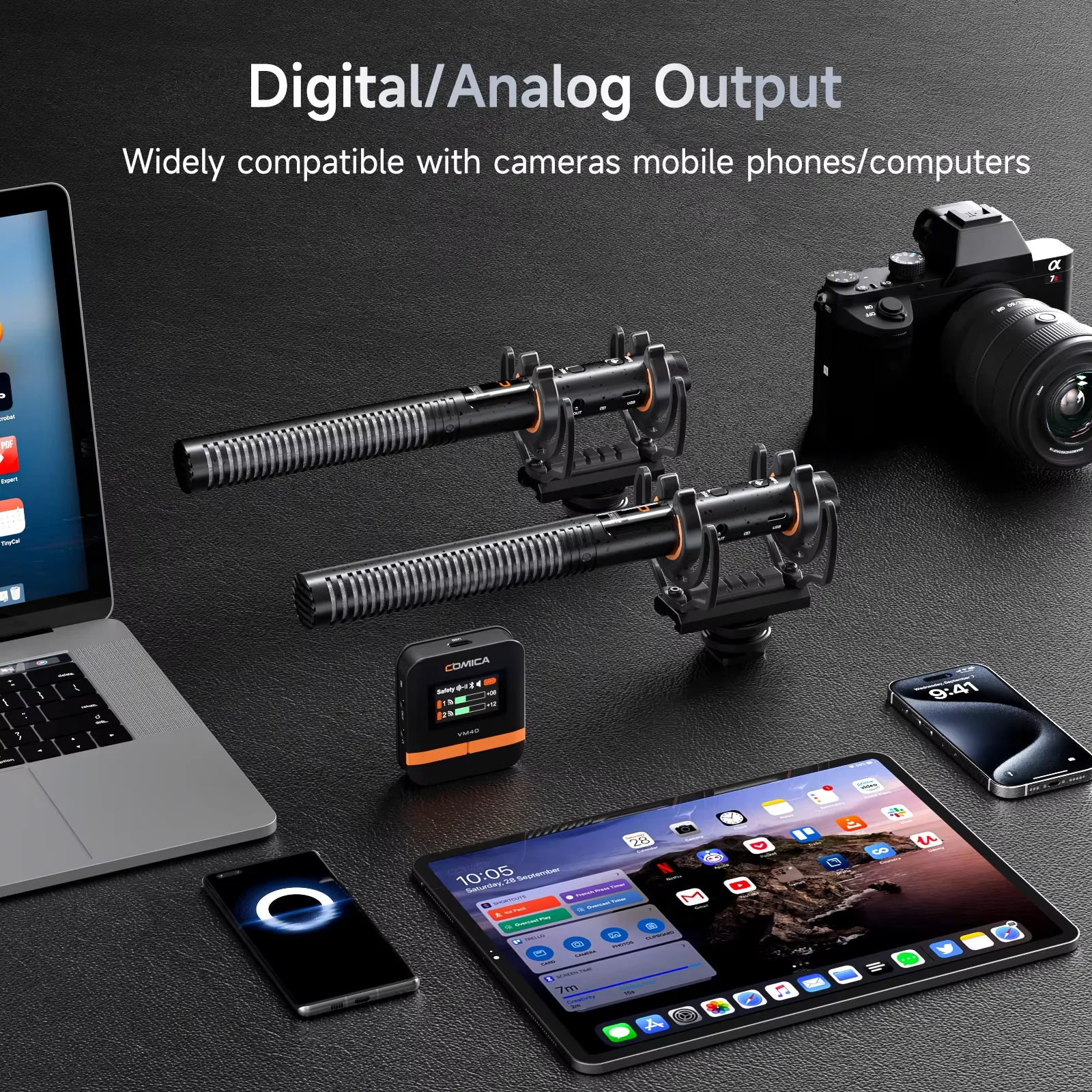 COMICA VM40 2.4G суперкардиоидный двухканальный беспроводной микрофон-пушка для