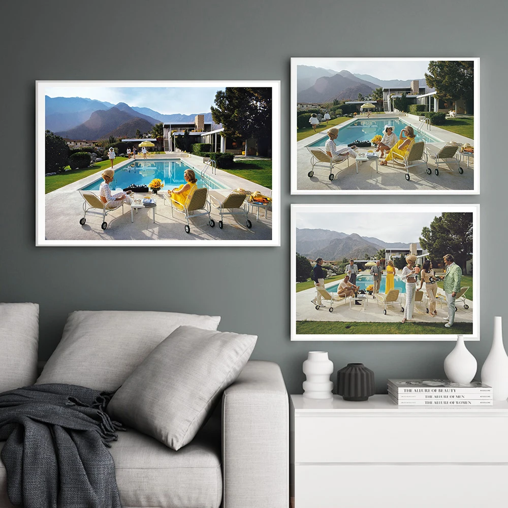 

Poolside Glamour 1970s Art Print By Slim Aarons Vintage Photography Poster Retro Wall Art Pictures Canvas Painting Home Decor