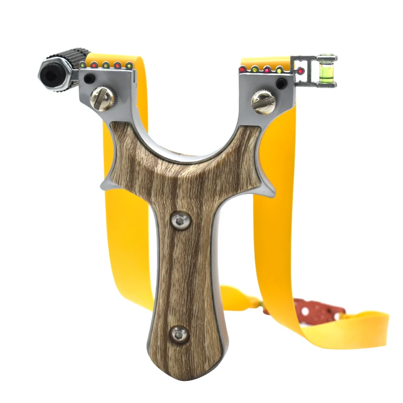 

High Precision Hunting Alloy Slingshot Wooden Handle Laser Aiming Shooting Slingshot Outdoor Sports Entertainment Supplies