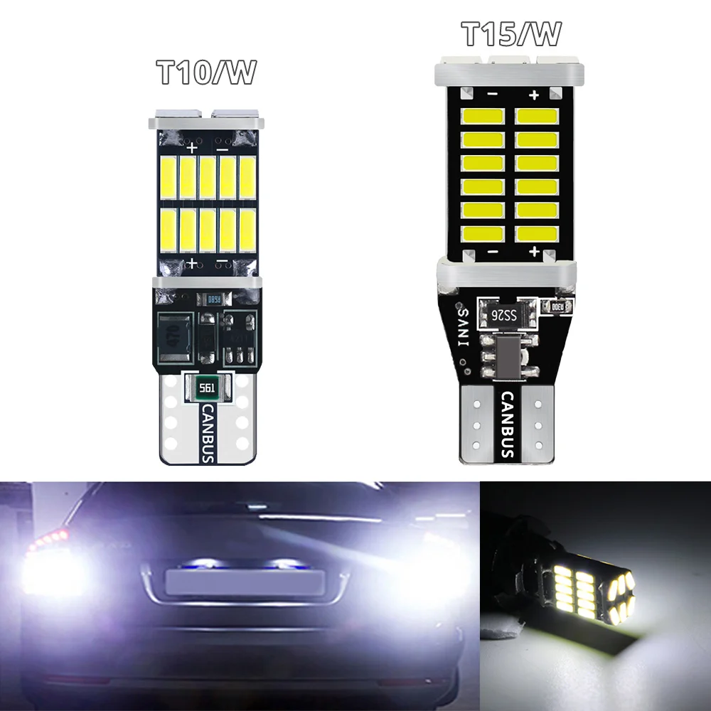 

1X Car LED Light T10/T15 W16W 4014 Trunk Lamp Reversing Brake Light Turn Signal Rogue Reversing Lights BackUp Bulb Reading Light