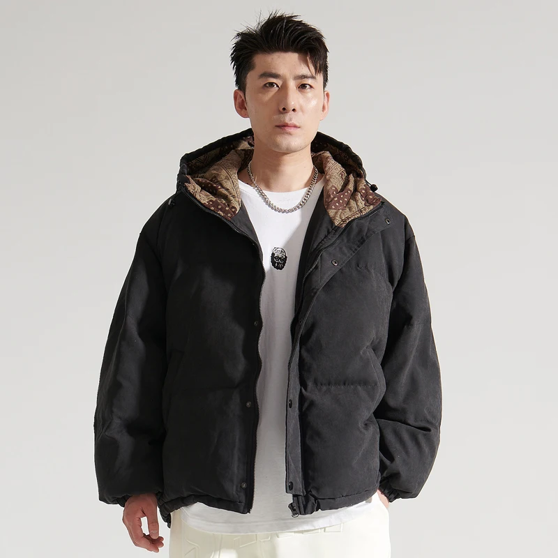 Cotton Clothing Men's Fashion Brand Autumn and Winter Thickening Ins Trendy Hooded Suede Casual Couple Coat