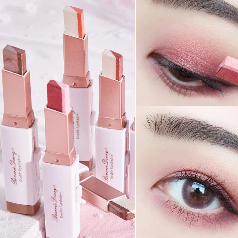 

2 In 1 Double Color Glitter Eye shadow Stick Waterproof Gradient Stereo Eyeshadow Pallete Pen Bicolor Shimmer Beauty Makeup Tool
