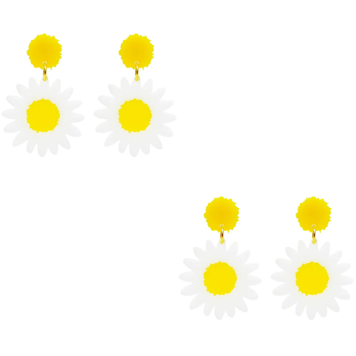 

2 Pairs Small Daisy Earrings Ear Jewelry Fashion Sunflower Eardrop (Yellow)