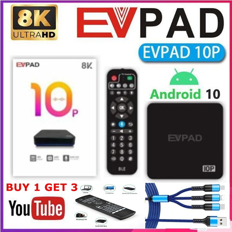 

2023 New Arrival EVPAD 10P flagship TV Box 4GB64GB AI WiFi6 hot for Korea Japan SG US CA Overseas CN from EVPAD 6P tv box