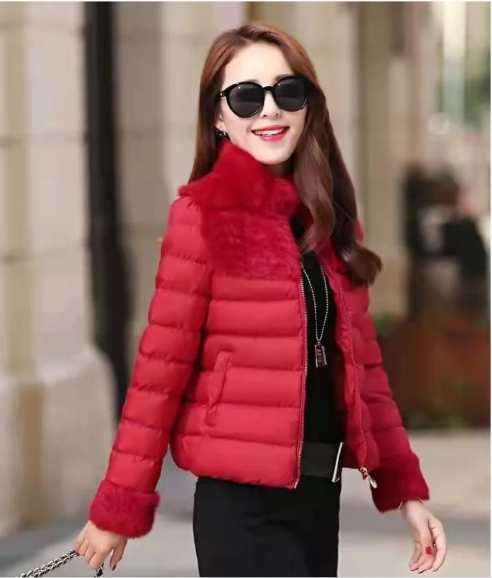 

2022 New Winter Coat With Fur Cotton Jacket Short Cotton Down Jacket Casual Warm Women's Clothing