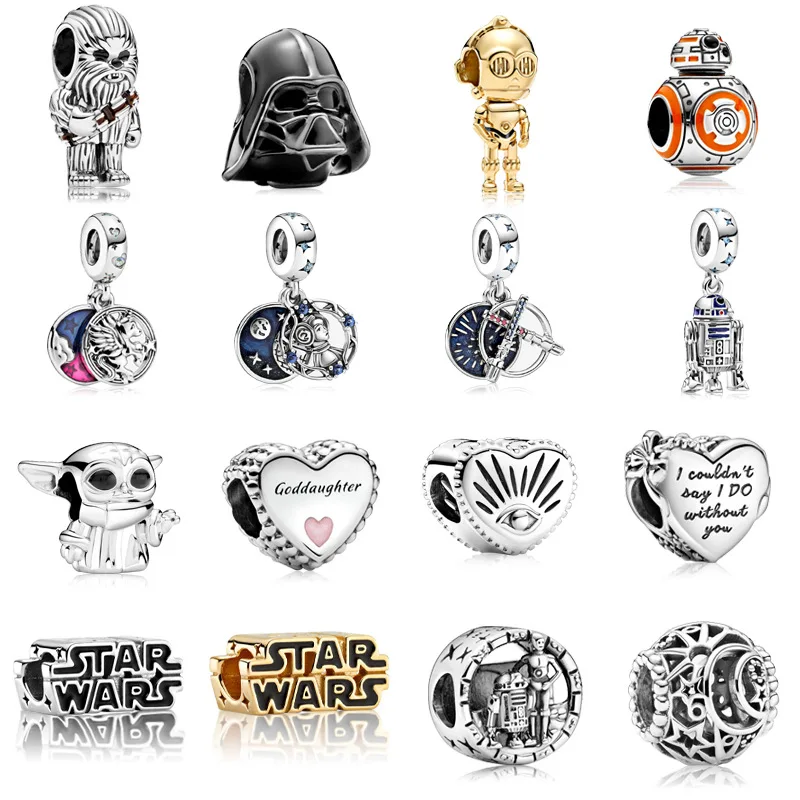 

Hot Sale Disney Star Wars Yoda 925 Fits Pandora Bracelet&Bangle DIY Women's Jewelry Chain Beaded Charms pandora plata ley 925