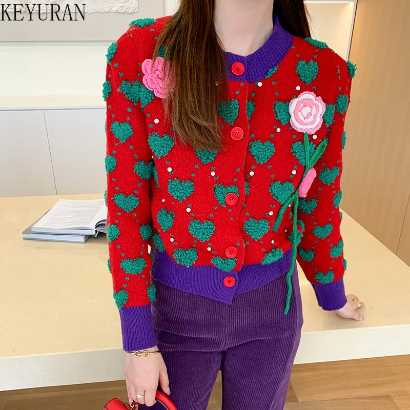 

Женский трикотажный кардиган с круглым вырезом, длинным рукавом и стразами