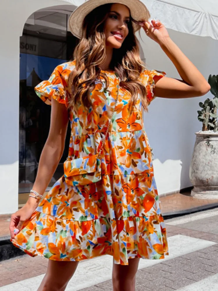 2022 Women Summer O-neck Short Sleeve 