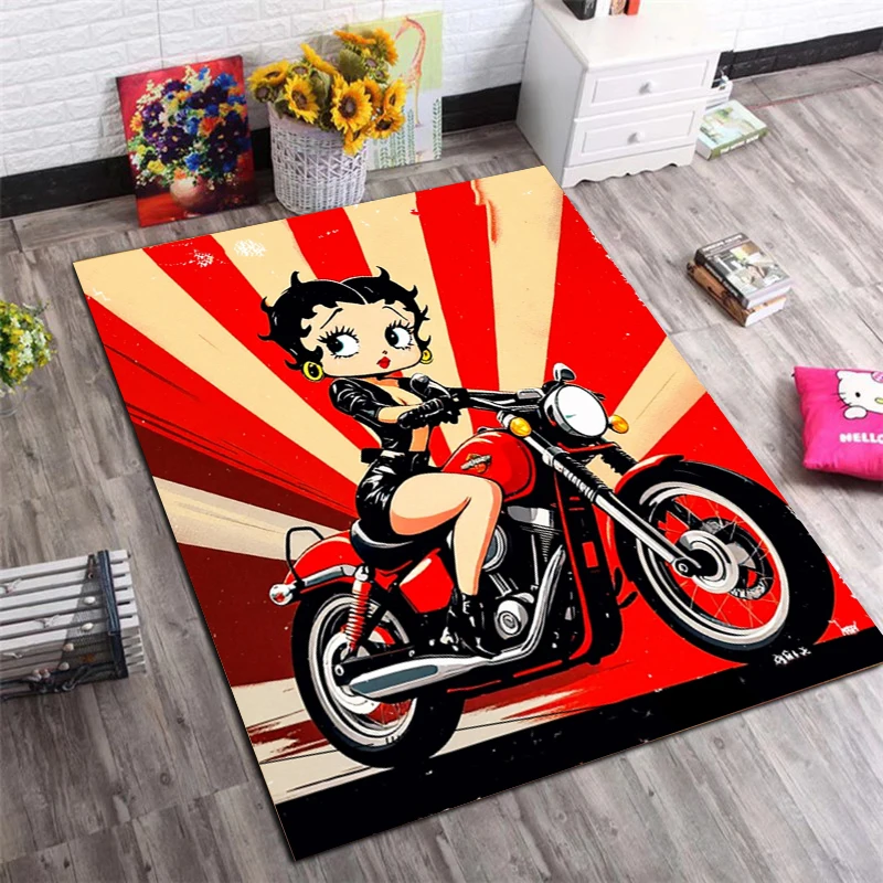 Коврик для пола Betty Boop Born To Be Wild Motorcycle Biker, противоскользящий, для гостиной, спальни, декоративный, для любителей мотоциклов (art.: 3920db97ef431) - 3920db97ef431