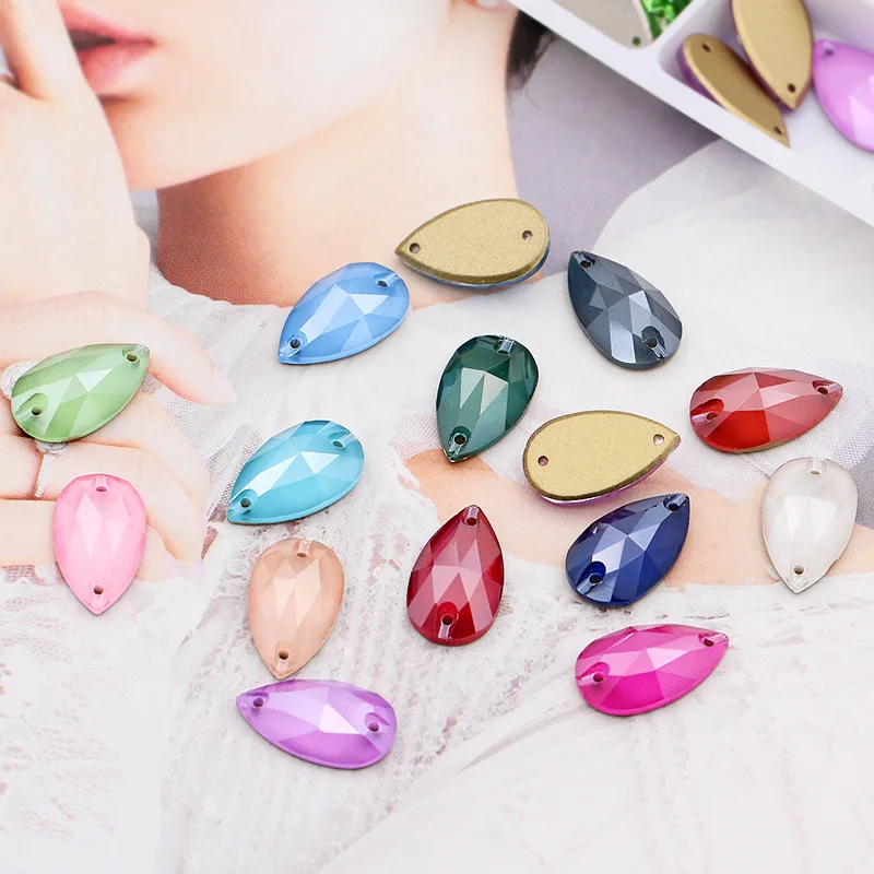 

Crystals Teardrop Strass Glass Sew On Rhinestones for Needlework Flatback Stone Glitter Sewing Diamond Applique Clothes Dress