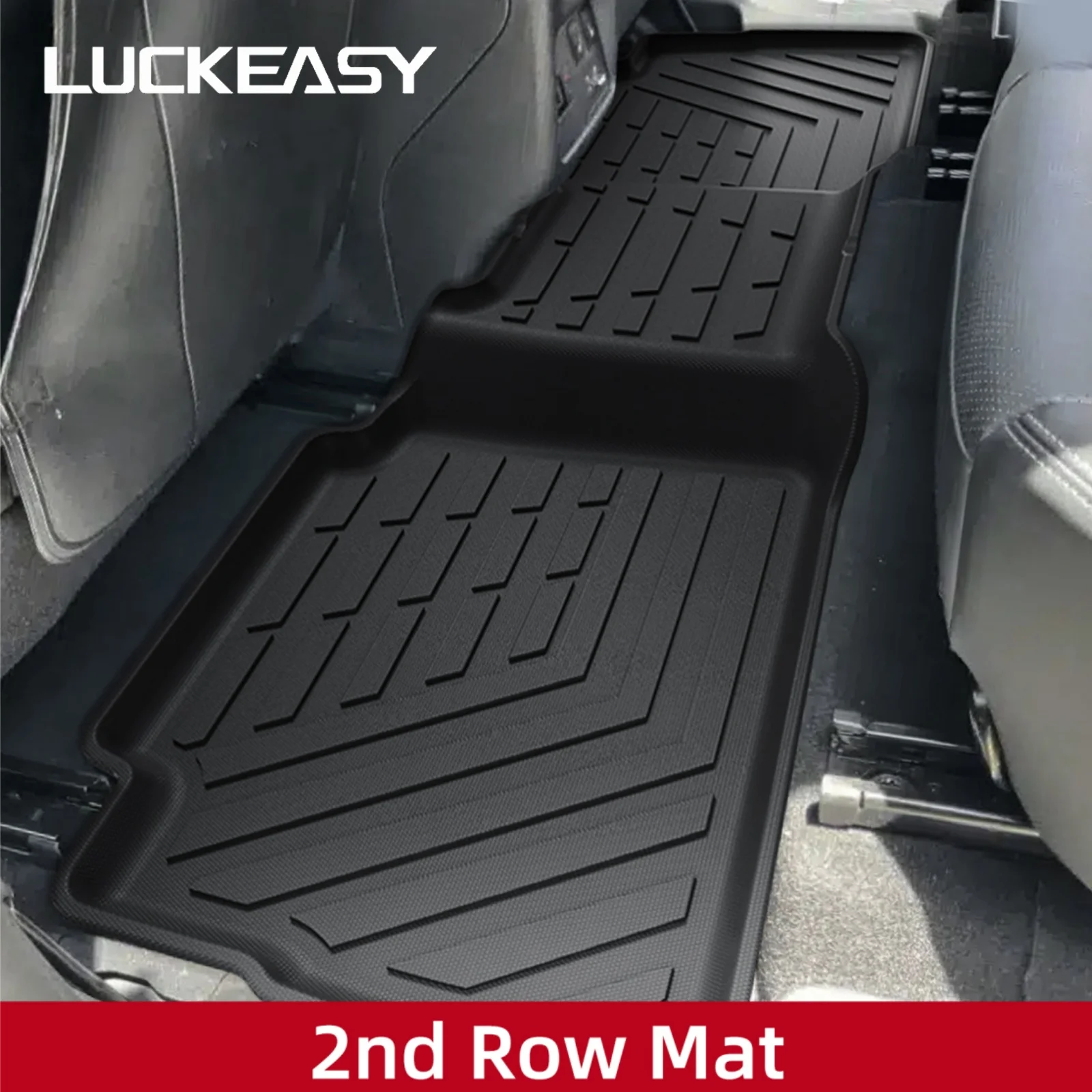 Фото Коврики для пола автомобиля LUCKEASY (для праворульных) для Nissan X-Trail T33 серии 2022-2025, 5-местные, из TPE, водонепроницаемые, черные, для багажника №1