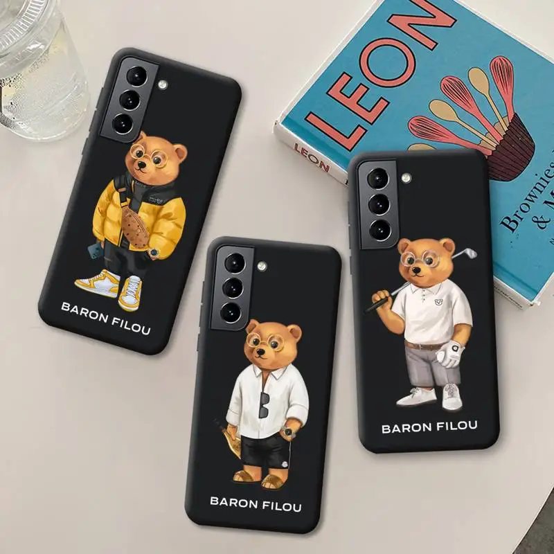 

Cute BEAR Design Barons Phone Case for Samsung Galaxy S22 S21 Ultra S20 FE S9 Plus S10 5G lite 2020 Silicone Soft Cover