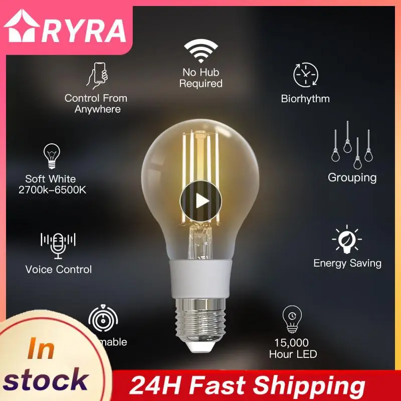 

1~5PCS Tuya WiFi E27 7W Smart Filament Bulb LED Light Lamp Dimmable Lighting Smart Life Alexa Google Voice Control 2700K-6500K