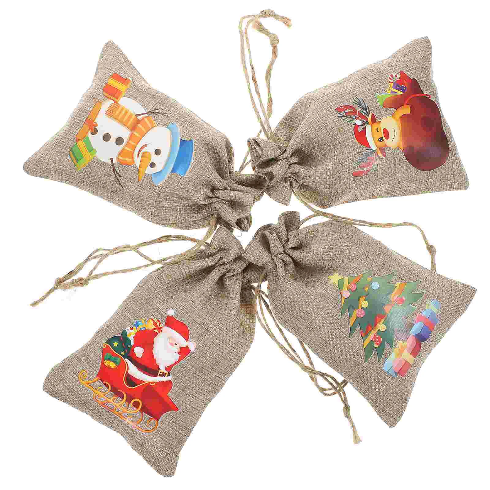 

24 Pcs Gift Bags Christmas Sack Drawstring Pouches Wrapping Burlap Packing Snacks Party Supplies Treats Elder