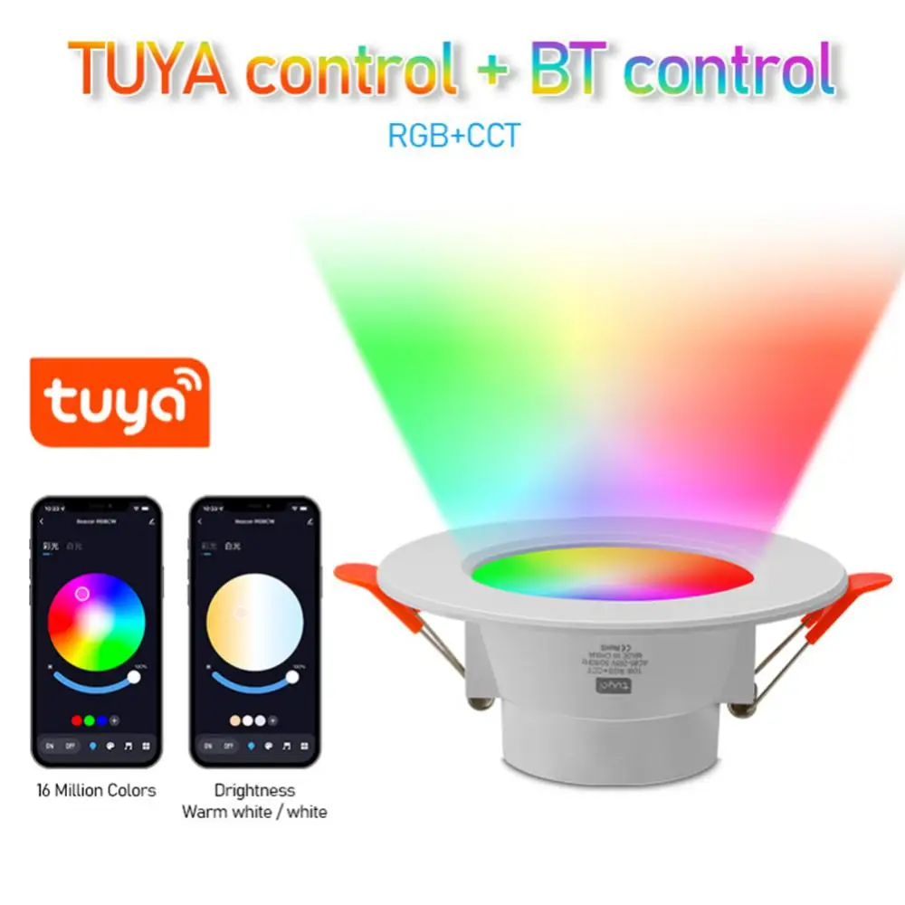 

Tuya Led Downlight Bluetooth 10w 15w Rgb Change Warm Luminaire Rgb Downlight Smart Home Timing Recessed Round Light 15w Colorful