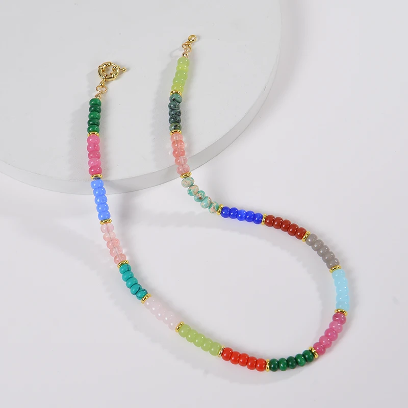 Ожерелье с бусинами и драгоценными камнями для женщин ожерелье-чокер цветными в