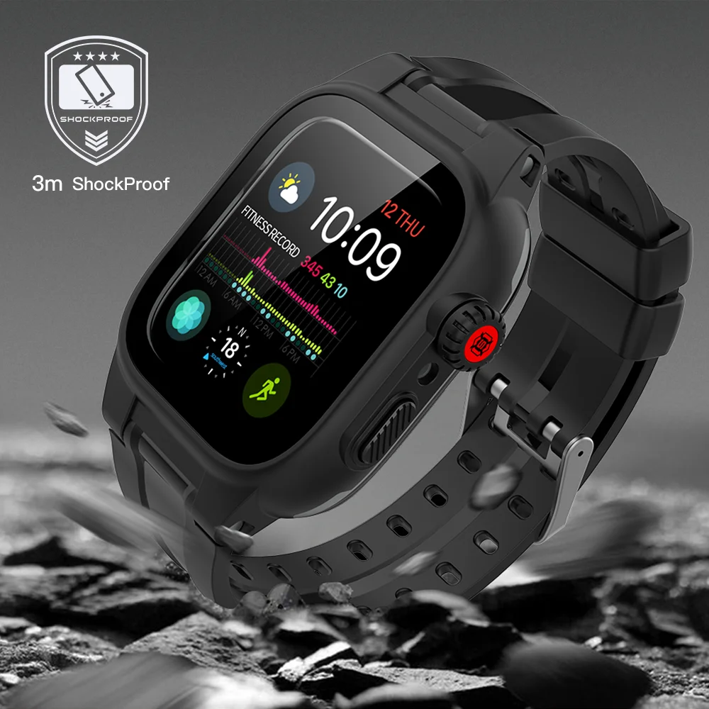 Waterproof Cover Strap for Apple Watch Case 45mm 41mm 42mm 44mm Swimming Shockproof Cases Watchband iWatch2 3 4 5 6 SE 7 Band