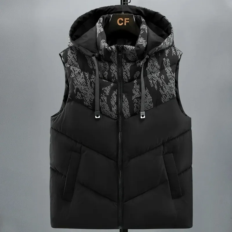 

Женская осенне-зимняя мужская Толстая жилетка 2023, брендовая камуфляжная куртка без рукавов, теплая Повседневная хлопковая безрукавка с капюшоном