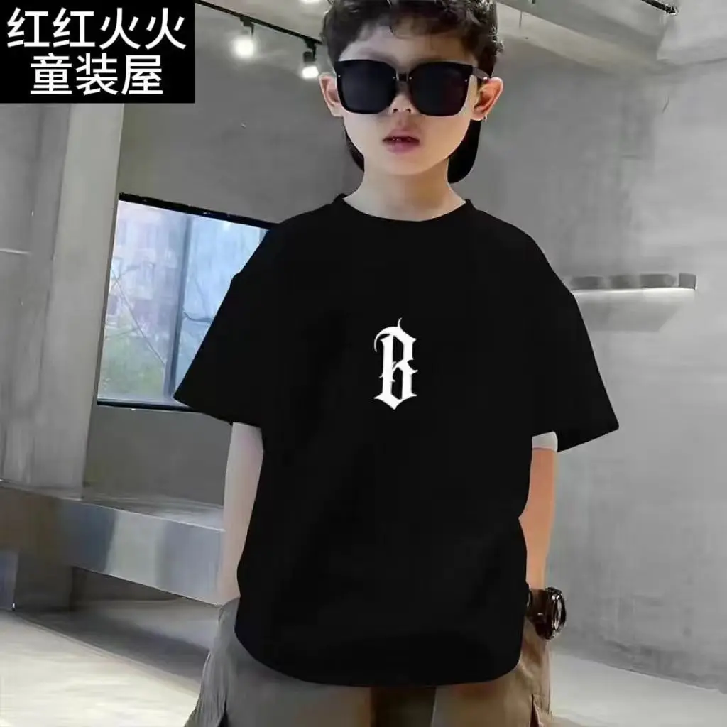 Футболка хлопковая с коротким рукавом и принтом свободного покроя