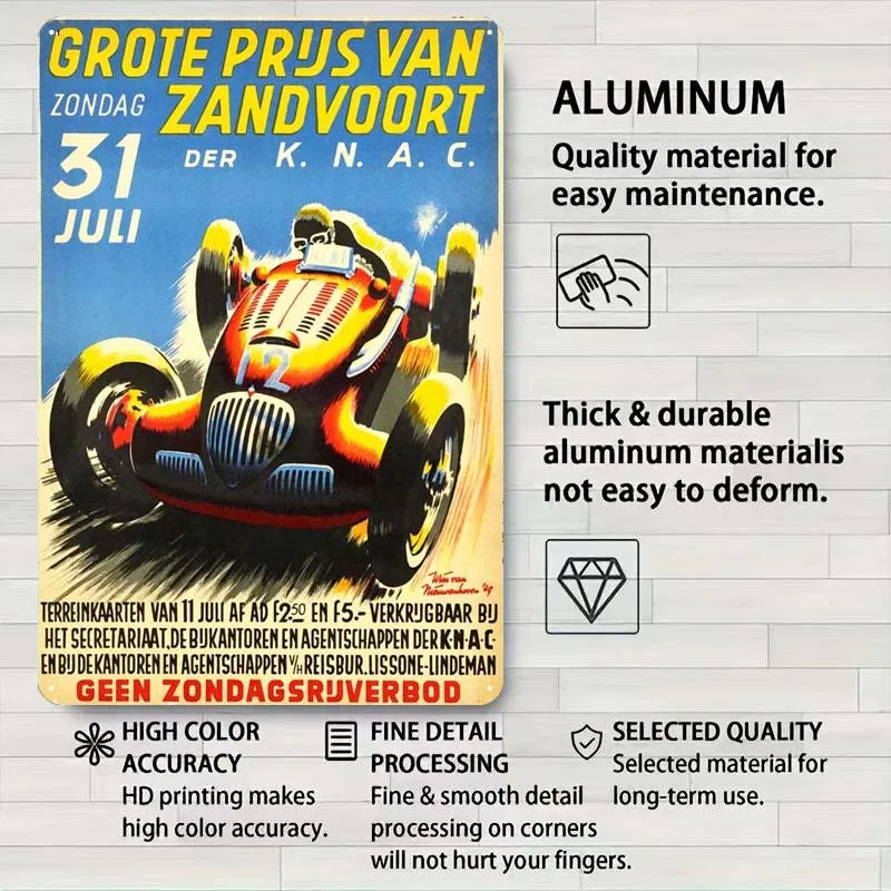 Голландская Grand Prix Zandvoort винтажная ржавая металлическая вывеска Ретро Жестяная