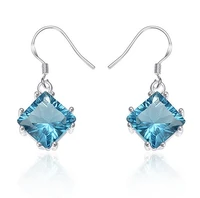 anglang bright blue square dangle earrings full dazzling cubic zirconia fashion womens earring jewelry