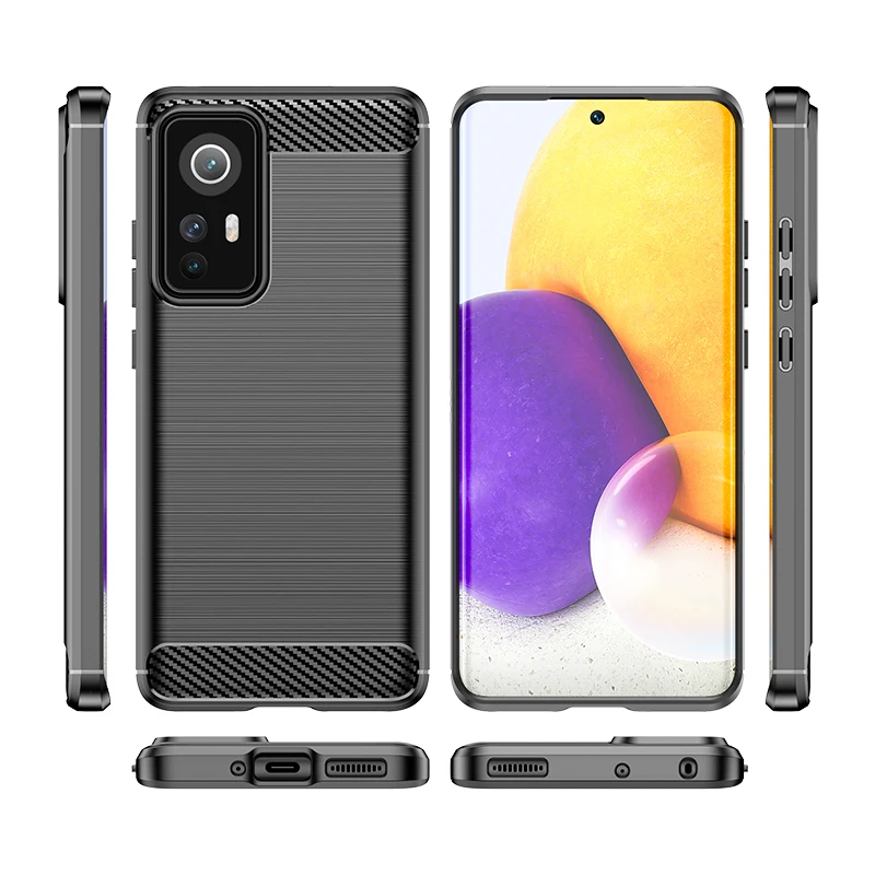 

For Xiaomi 12 Case For Xiaomi 12 Cover Shockproof Bumper Soft Silicone TPU Carbon Fiber Phone Cover For Xiaomi 12 Pro Ultra Case