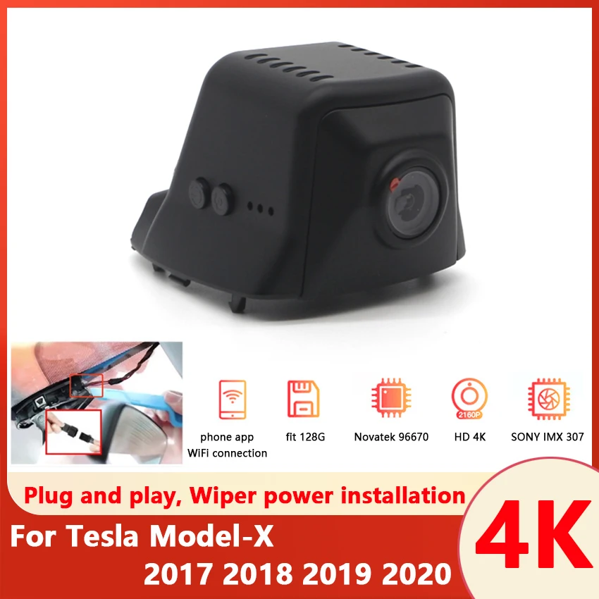 Car Driving Recorder Easy to install DVR Wifi Video Recorder Dash Cam Camera Full hd 2160P For Tesla Model-X 2017 2018 2019 2020