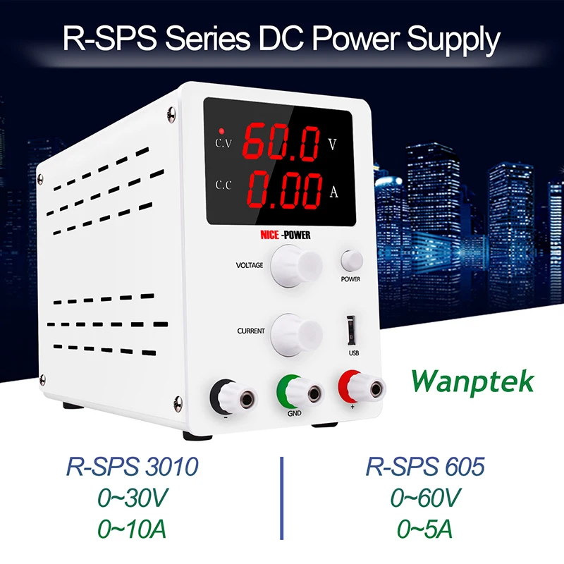Регулируемый источник питания постоянного тока с дисплеем питания, 30 в, 10 А, 60 В, 5 А, стабилизатор-переключатель для ремонта телефона