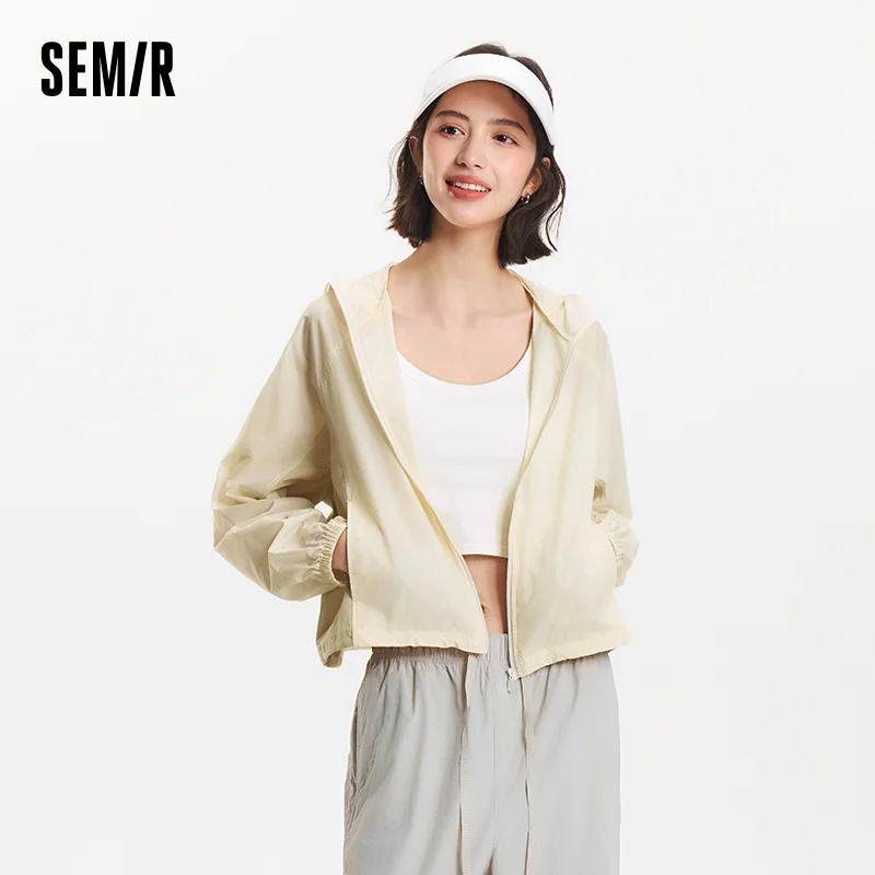 Фото Semir солнцезащитная куртка женская укороченная свободная сетчатая лоскутная куртка 2025 новая летняя прохладная модная куртка с цветными блоками №2