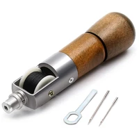 5 pcsset leather sewing awl leather craft sewing awl needle thread kit wooden handle hand tool leather repair sewing awl kit