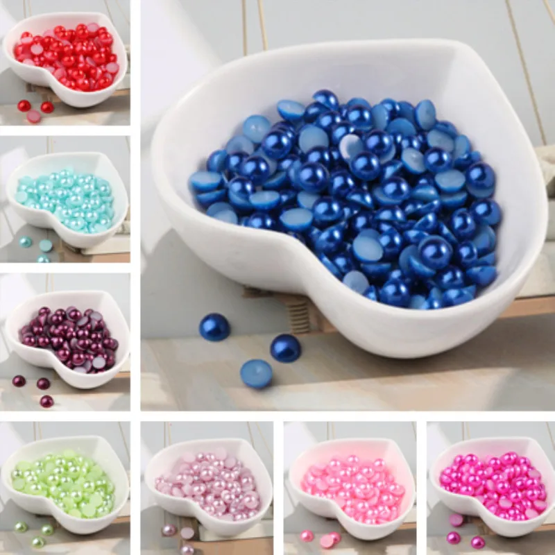 

4mm8mm candy color flat bottom semicircle ABS imitation pearl DIY manicure mobile phone shoes hat bag decoration