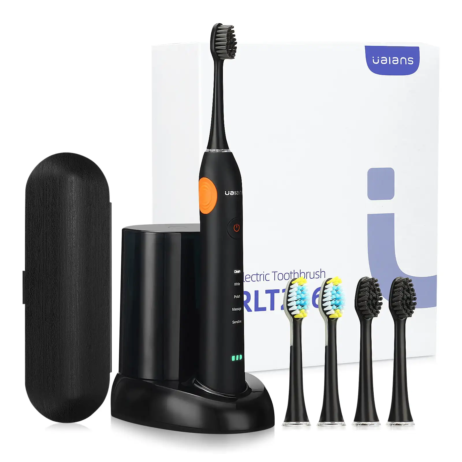 

Toothbrush for Adults, Ualans Sonic Toothbrush With 5 Modes, 4 Brush Heads, 2 Minutes Timer, 48000vpm Rechargeable Toothbrush, T