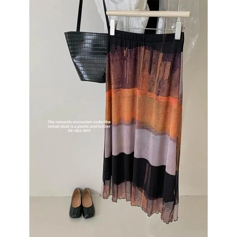 Лето 2024 дизайн заката чувствительность асимметричный Вязаный топ с завязкой