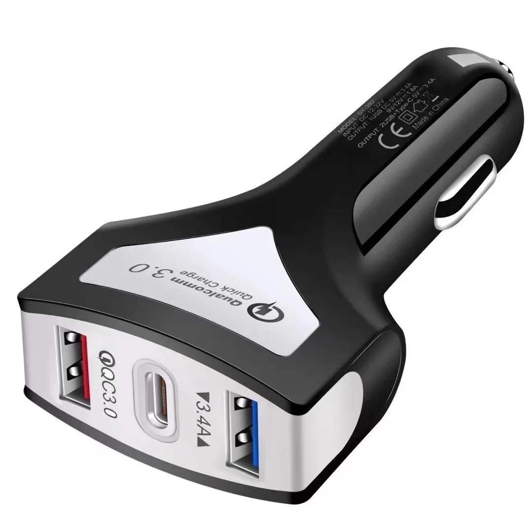 

10 шт., автомобильные зарядные устройства 3 в 1 с поддержкой быстрой зарядки