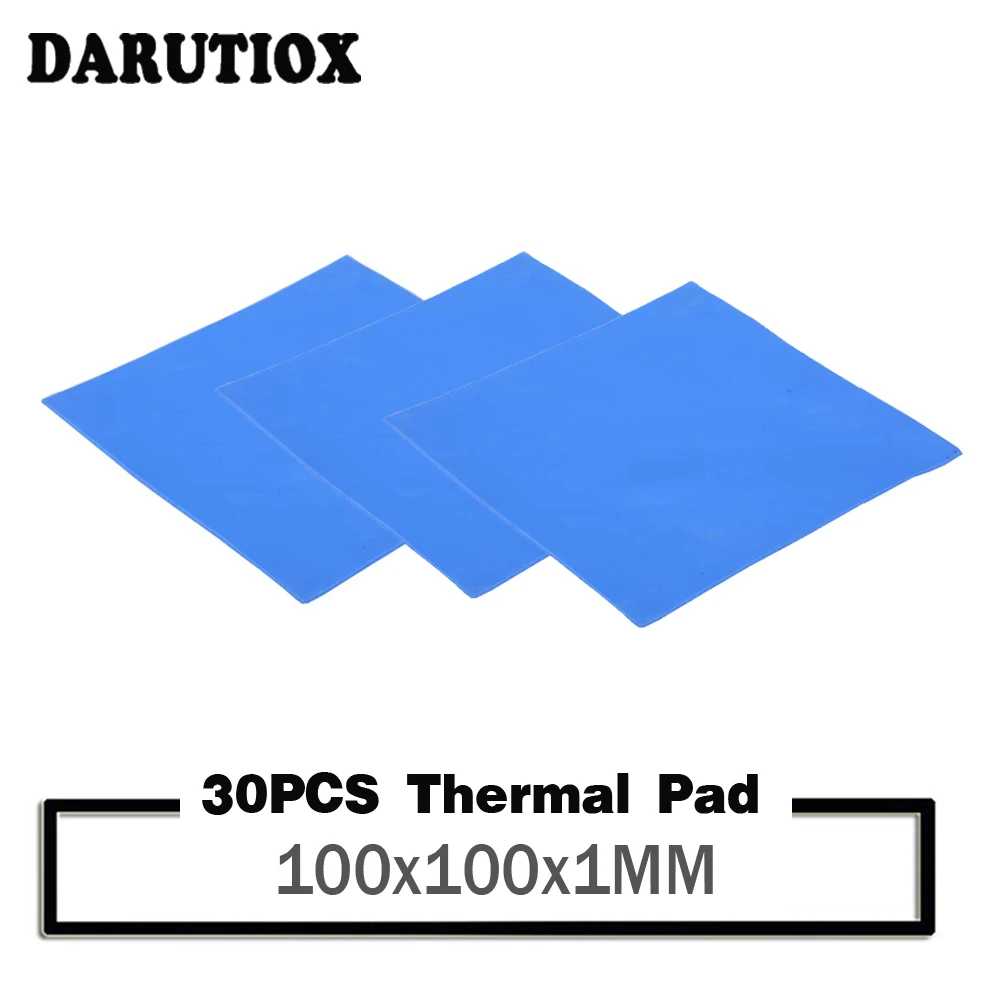 Фото Термопрокладка для процессора Darutiox 100 мм * 100 мм * 1 мм, термопрокладка для радиатора охлаждения, проводящая силиконовая прокладка, 30 шт. №1
