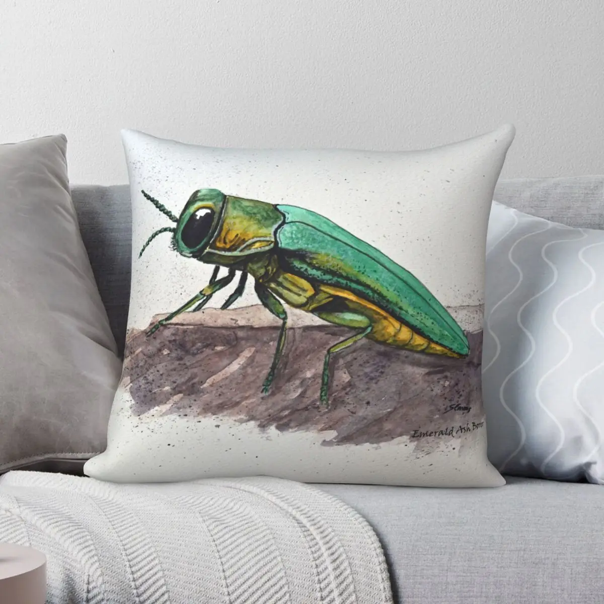 

Emerald Ash Borer Pillowcase Polyester Linen Velvet Creative Zip Decor Pillow Case Sofa Cushion Case