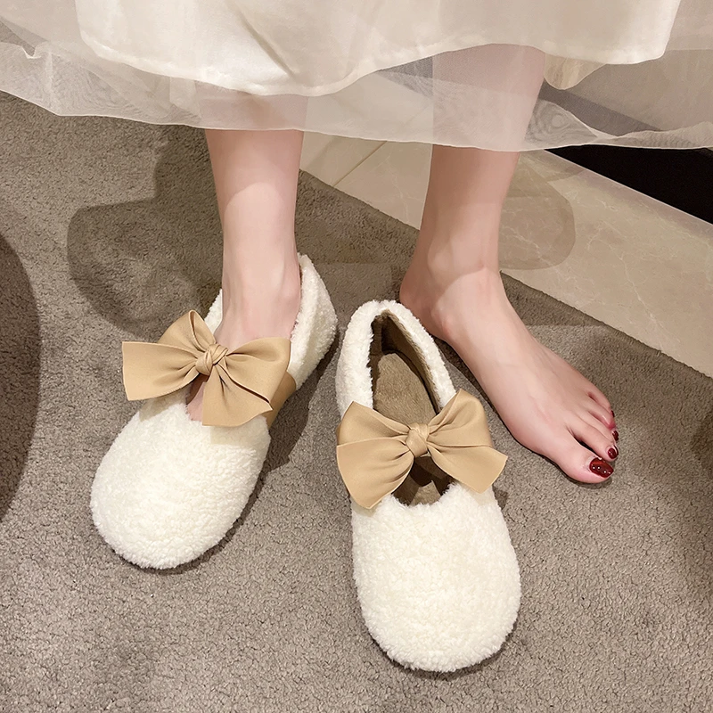 

Туфли женские с круглым носком, на меху, Осень-зима