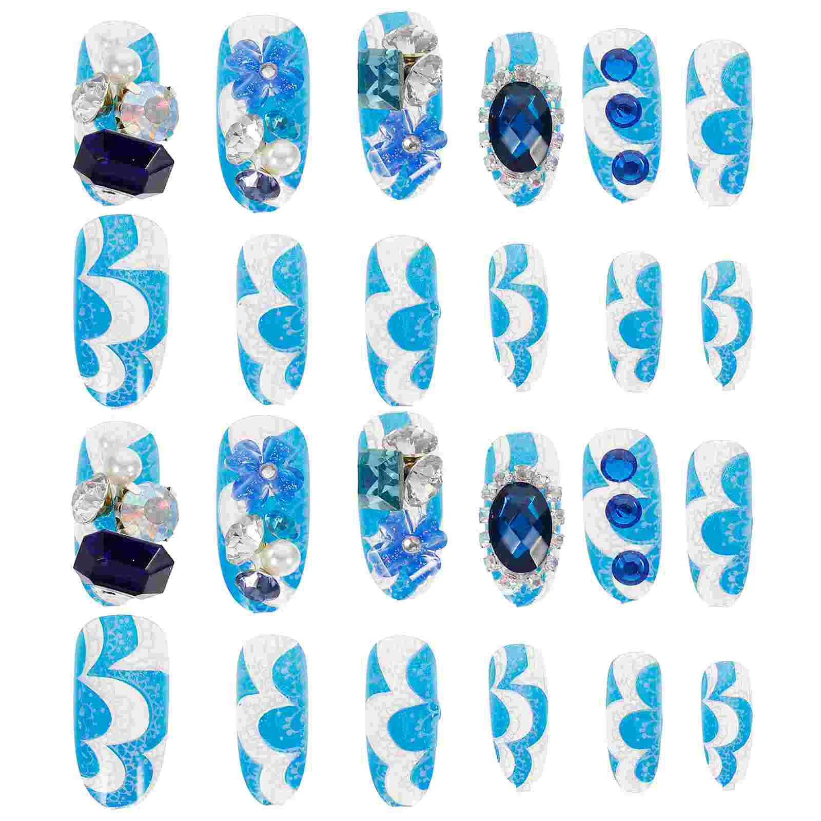 

24pcs Bridal Fake Nails Crystal False Nails Full Cover Fake Nails False Nails