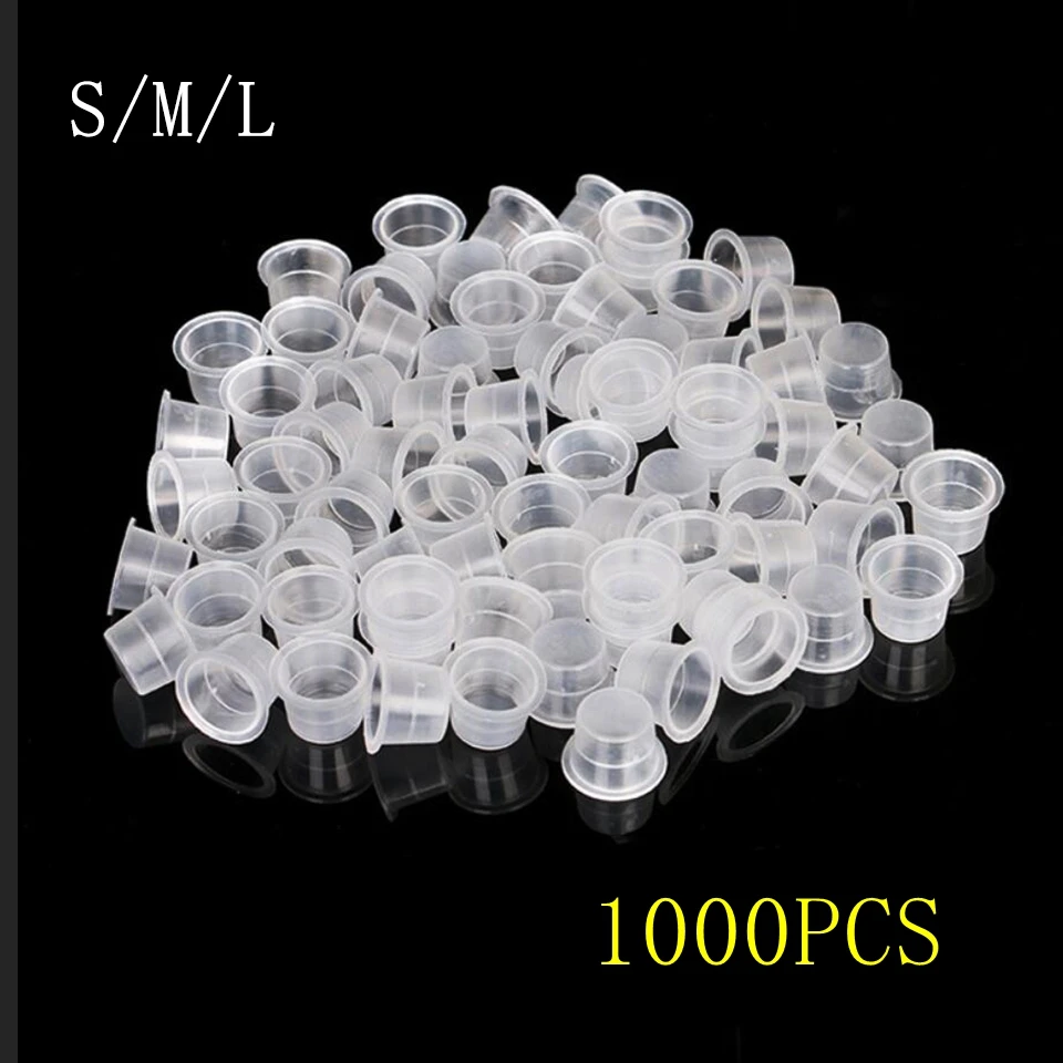 

Sdotter 1000pcs Disposable Plastic Tattoo Ink Pigment Cup S M L Microblading Cap PMU Eyebrow Container Tattoo Tools Accessories