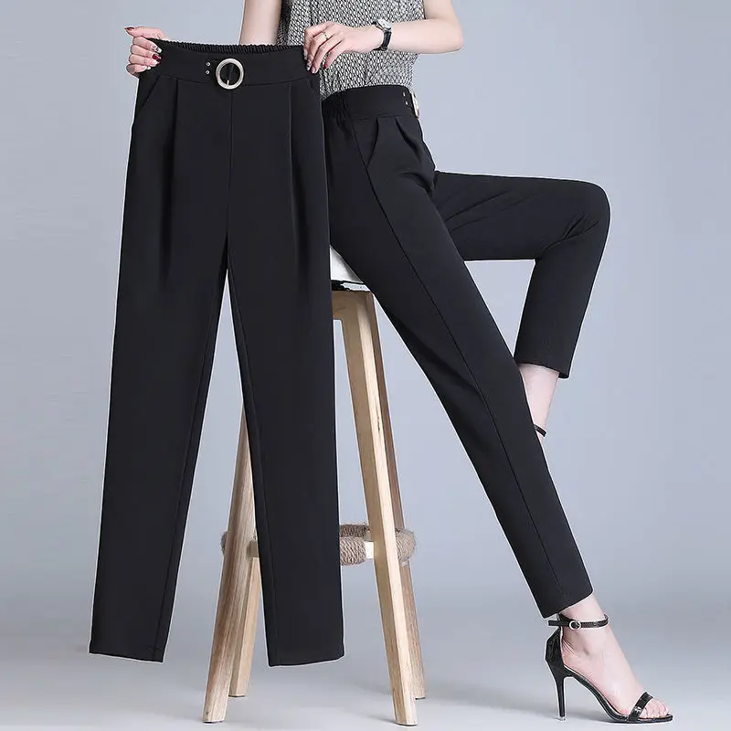 Женские шаровары с высокой талией высокое качество женская офисная одежда