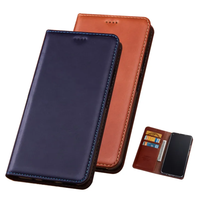 

Genuine Leather Wallet Phone Bag Card Pocket For Xiaomi Poco M3/Xiaomi Poco M2/Xiaomi Poco X3 NFC Holster Cover Stand Phone Case