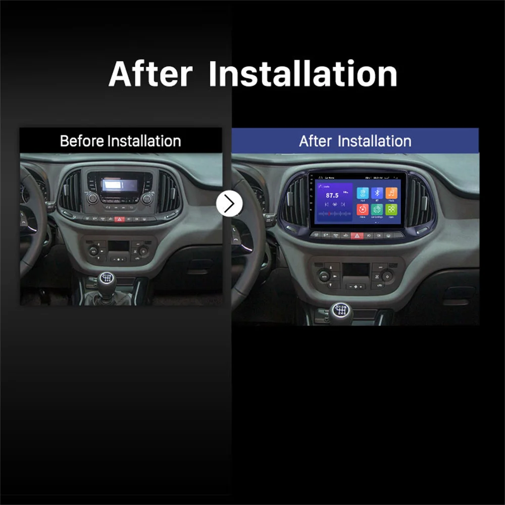 Фото 2.5D экран 9 дюймов Android 10.0 радио стерео GPS Navi Bluetooth с автомобильным плеером для Fiat Doblo 2015-2019 №4