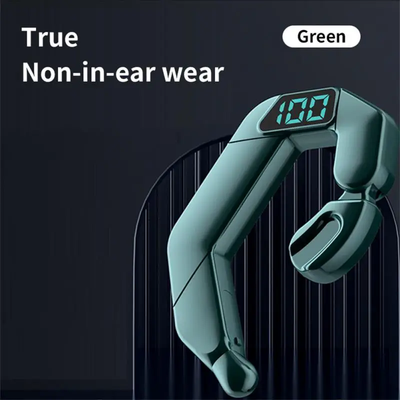 

V19 Wireles Earphones Bone Conduction Digital Display Stereo Not In-ear Hanging Sports Business Headphones Blue-tooth Headset