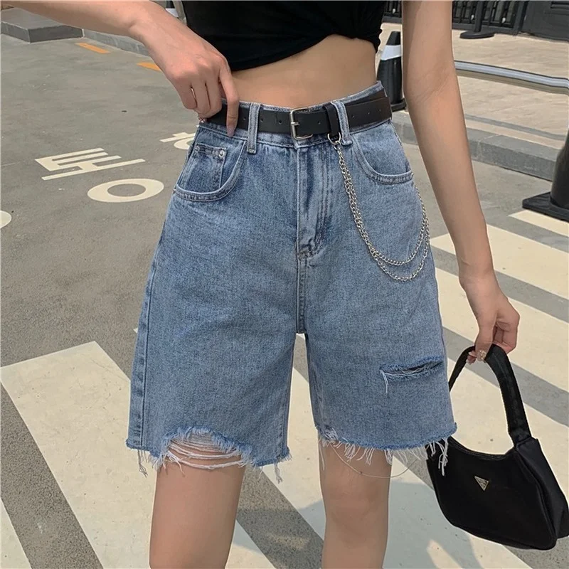 

Slim Fit Hip Wrap Women's Shorts High Waist New Summer 2022 Straight Denim Korean Style Fashion Skinny Ladies Jeans