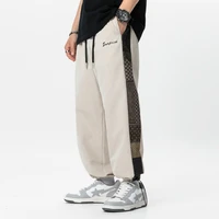 japanese fashion pattern stitching casual pants men spring and autumn trendy brand loose sports long pants jogging pants men