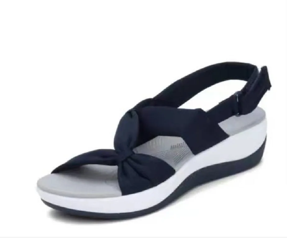 

Women's Sandals 2022 Summer Open Toe PU Roman Sandals Women's Bow Platform Wedge Sandals Women's Velcro Sandals Plus Size 43