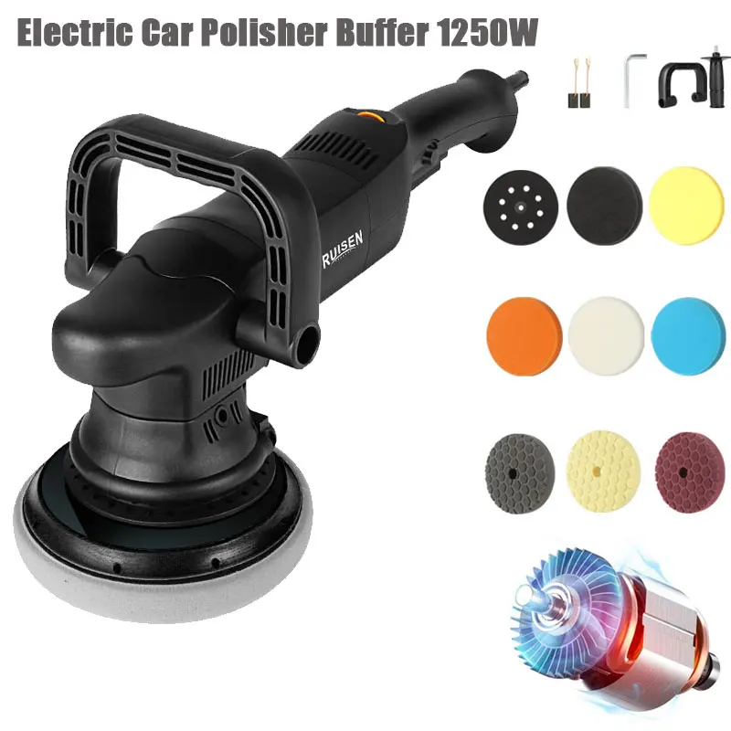 

Electric Car Polisher Buffer 1250W 5-inch Dual Action Power Orbital Waxer Buffing Machine with 6 Variable Speed 5 Pads