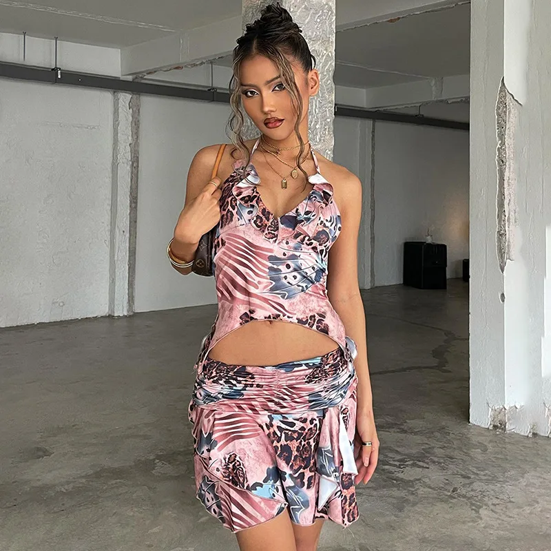

High Quality 2023 Women Sleeveless Print Bandage T-shirt Camisole Sexy Crop Top Clothes Spring Summer Tank Top Y2k Corset Top