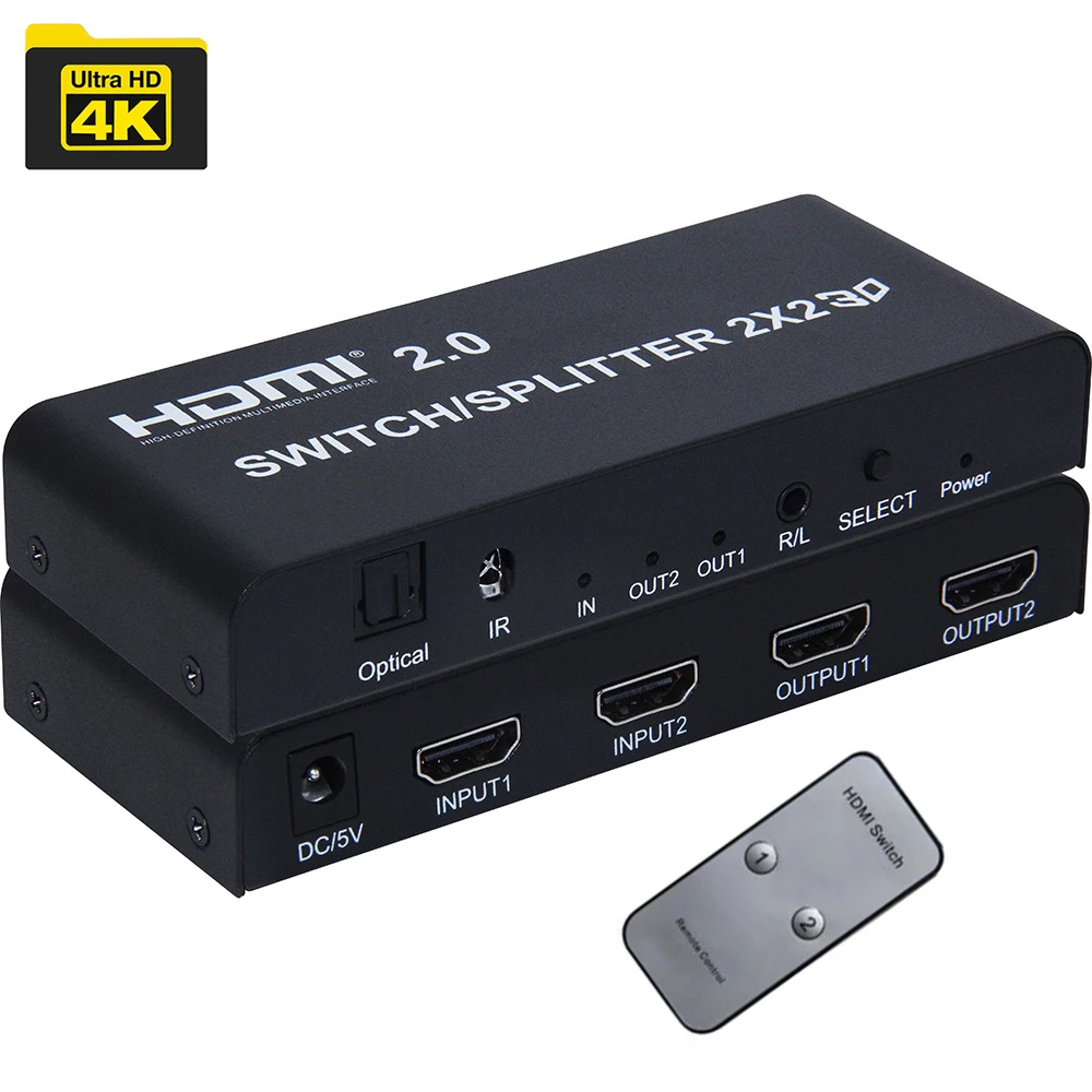 

2323 LSM 4K 60 Гц HDMI 2,0 переключатель сплиттер 2x2 2x4 с оптическим SPDIF + 3,5 мм разъем аудио экстрактор видео конвертер с ИК