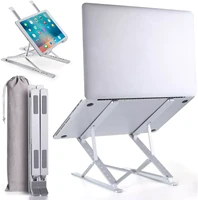 portable 2 layer height adjustable laptop stand for macbook notebook aluminium alloy holder for computer desk cooling bracket